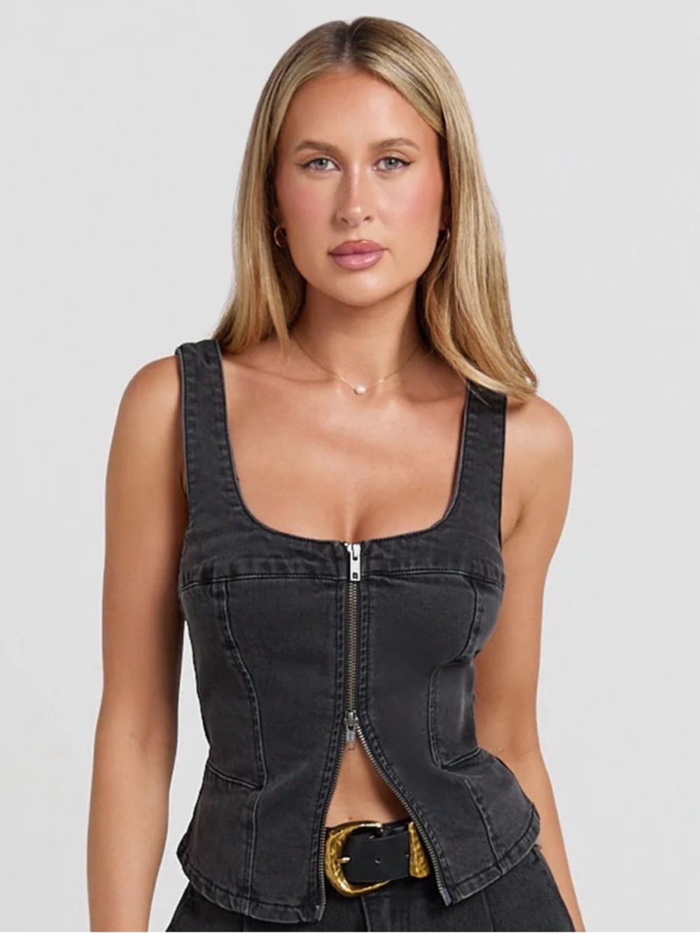 Bellerose Washed Black Zip-Front Crop Top #74